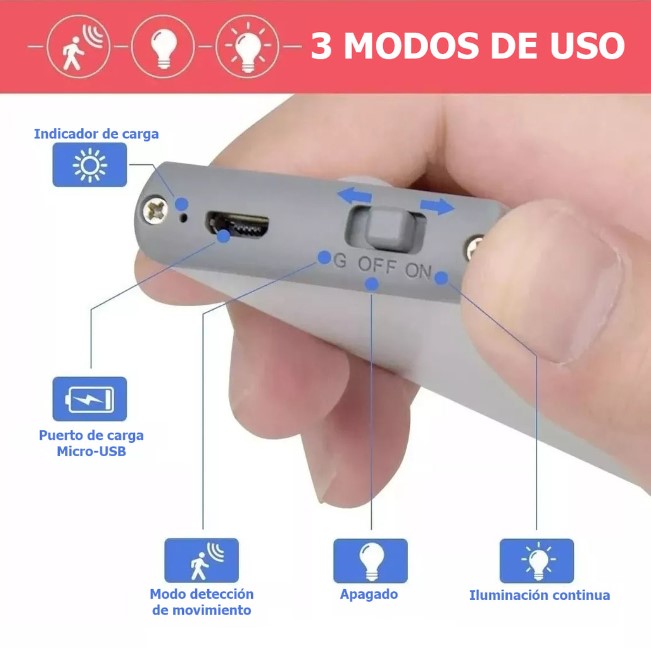 BARRA LED INALÁMBRICA CON SENSOR - USB LUZ FRÍA